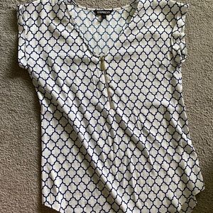 Express cap sleeve quarter zip blouse